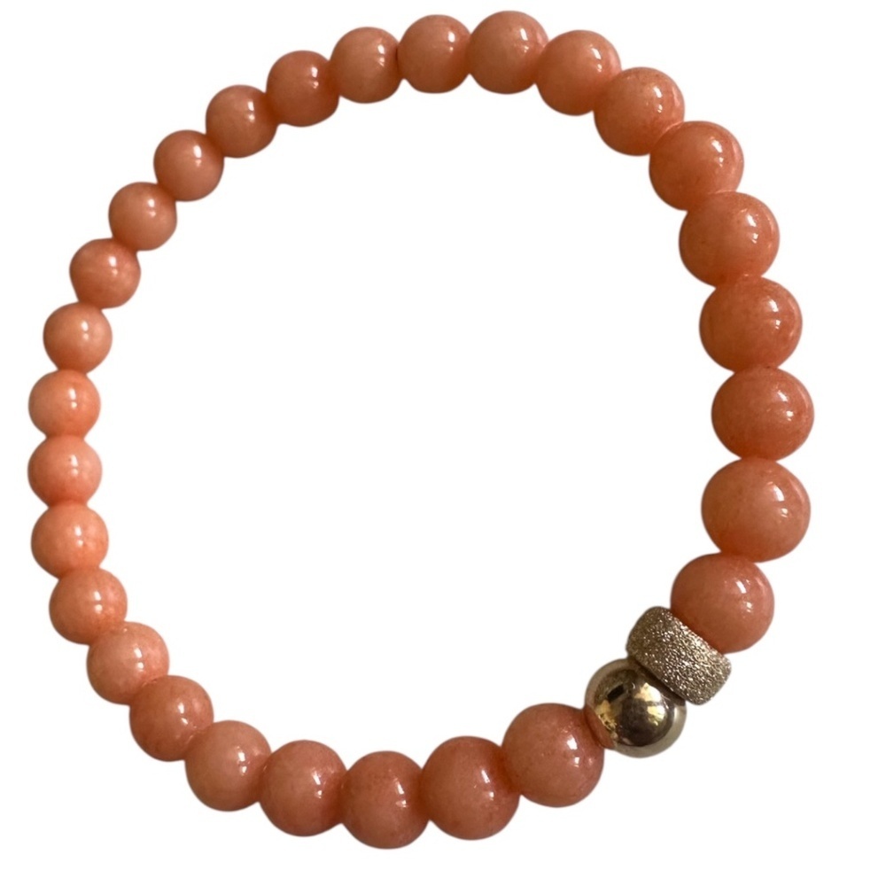 Classic Tangerine Jade 6mm Stretch Bracelet Orange 14K Gold Filled